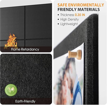 Large Cork Bulletin Board Alternative for Office60 x 35" - 15 Pack Felt Bulletin Boards Dart Wall Protectors 70 Pcs Safe RemovableAdhesive Tabs Pcs for Office Wall, School, Home Decor, Black