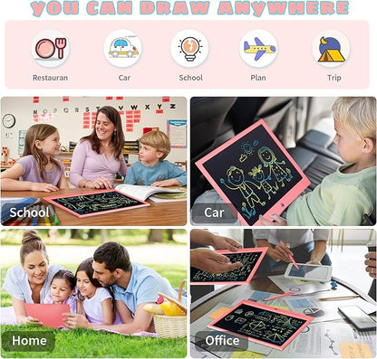 LCD Writing Tablet for Kids, 15 Inch Colorful Electronic Doodle Board, Educational Learning Kids Drawing Tablet Toys, Christmas Birthday Gift for 3 4 5 6 7 8 9 Year Old Girls Boy