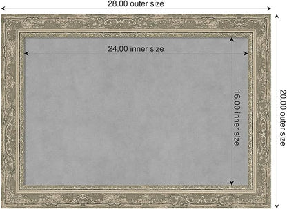 Amanti Art Silver Framed Magnetic Board 20x28 Medium Vision Board for use with Magnets, 100% Metal Sheet to Display Items as Office Decor or for Home Organization in mudroom, Kitchen or Kids Room