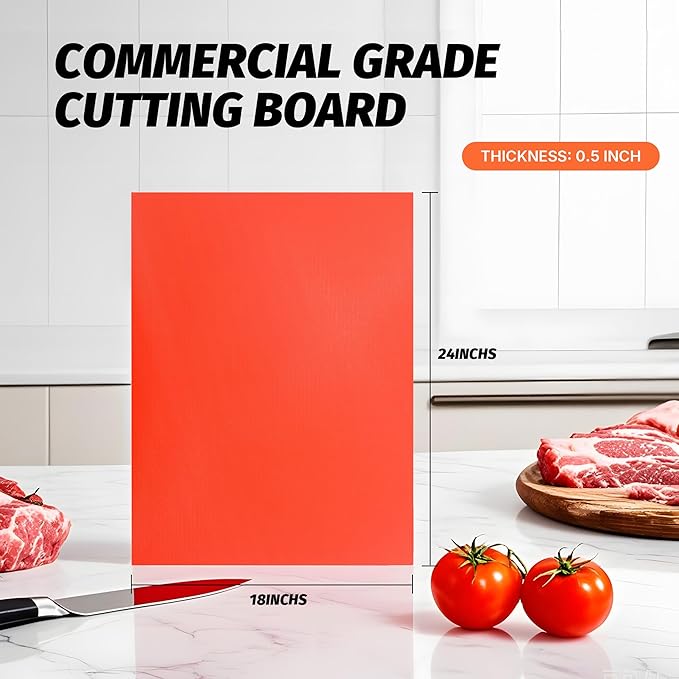 CMI Commercial Grade Cutting Board for Kitchens,Plastic Chopping Board, 18 x 24 x 1/2 Inch, Multi-Color 6 of Pack Set,NSF Certified,for Vegetable Meat or Cheese