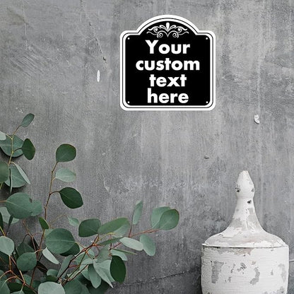 HK SIGNS Custom Indoor/Outdoor Aluminum Weatherproof Metal Sign, Modern Minimalist Style, Black, 14*14 Inch, Customize for Office, Business, Workplace, Home, Delivery Signs