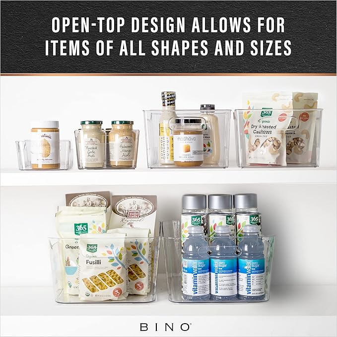 BINO | The SOHO Collection Plastic Storage Bins, X-Small - 2 Pack, Clear | Pantry and Fridge Organizer Containers, Kitchen Cabinet and Medicine Cabinet Bins