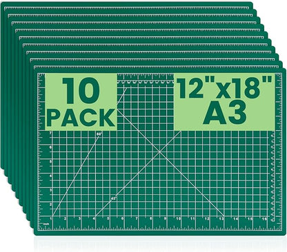 CLOYAN Cutting Mat 12"x18", 10 Pack Double-Sided 5-Ply Self Healing Sewing Cutting Mat, Cutting Mats Board for Crafts-Sewing, Fabric, Quilting, Scrapbooking Project