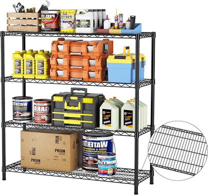 SINGAYE 4 Shelves Adjustable Shelf Heavy Duty Shelf 1400LBS Wire Storage Shelving Metal Organizer Wire Rack Black 18Dx46Wx59H