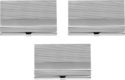 Stephanie Imports Set of 3 Slim & Minimalist Metal Business Card Holder Unisex Case (Silver Band Ridges)