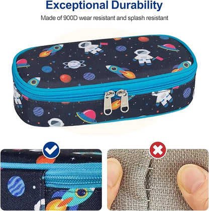 Bagseri Pencil Case for Boys - Large Kids Pencil Pouch for School | Kids Pencil Case Wide Open, Boys Pen Bag with Multi-Slot, Cute Water Resistent Organizer for Stationery, Black Dinosaur