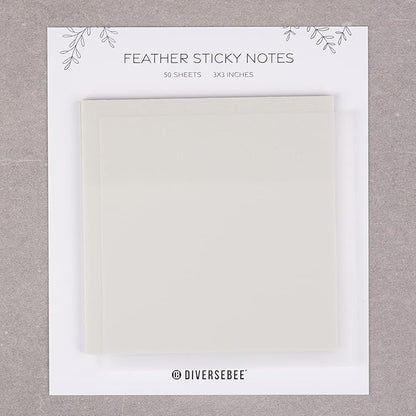 DiverseBee 50 Sheets Pastel Transparent Sticky Notes, 3x3” Clear Sticky Tabs, Translucent Page Flags Book Markers Stickers, Planner Accessories, Bible Journaling Study Office School Supplies (Feather)