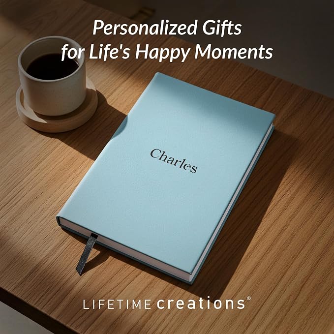 Lifetime Creations Personalized Journal Notebook (Dark Brown) - Customized Hardcover Vegan Leather Writing Notepad, Business Meeting Hard Cover Note Book Gift for Professionals