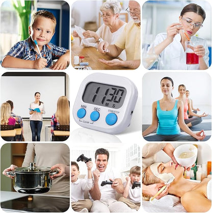 Weewooday 12 Pcs Digital Kitchen Magnetic Timer Bulk Classroom Count up Countdown Timer Large Digits Egg Loud Alarm Cute Desk Stopwatch for Teacher Kids Cooking Office(White,Stylish Style)