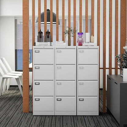 Fesbos File Cabinets - 4 Drawers Vertical 17.8" Deep Lockable Filing Cabinet - White Metal Storage Cabinets for Home Office to Hanging Files Letter/Legal/F4/A4 Size