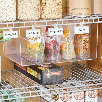 Plastic Wire Shelf Label Holder, Reusable Shelf Tags for Pantry Retail Store, Supermarket UPC Price Card & Ticket Display, Strong & Easy Clip Design Tight Snap Lock Closure. 1-1/4" H X 3" W (100)