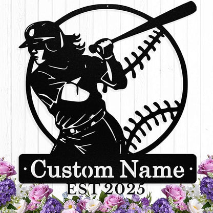 Personalized Softball Metal Sign Custom Player Name Sign Girls Room Decor Softball Lover Present Sports Wall Art Decor Gift for Girls, Team, Mother, Daughter