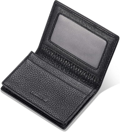 Leather Business Card Case Holder for Men & Women, Italian Calfskin