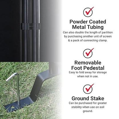 Proman Products - Galaxy Section Divider, Water Repellent Fabric Room Divider with Black Powder Coated Metal Frame for Indoors or Outdoors (Black)