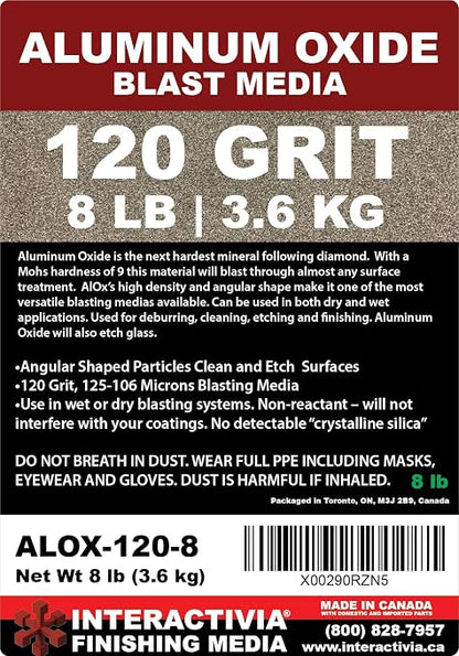 #120 Aluminum Oxide - 8 LBS - Fine Sand Blasting Abrasive Media for Blasting Cabinet and Blasting Guns.