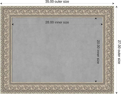 Amanti Art Silver Framed Magnetic Board 27x35 Medium Vision Board for use with Magnets, 100% Metal Sheet to Display Items as Office Decor or for Home Organization in mudroom, Kitchen or Kids Room
