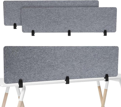 2pcs Privacy Panel, Standing Desk Divider 60"x16" Desktop Office Furniture Partitions, Clamp-On Acoustic Desk Divider Mounted Privacy Panel to Reduce Noise and Visual Distractions (Light Grey)
