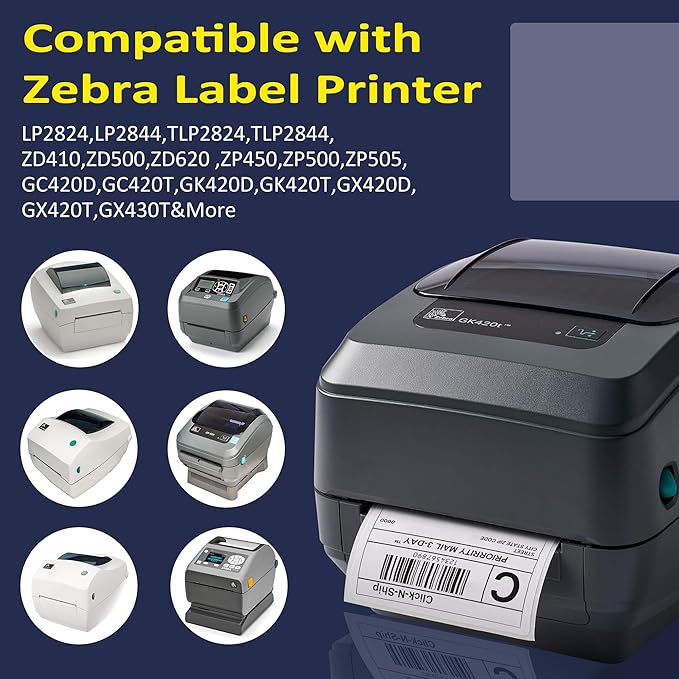 L LIKED 16 Rolls 4" x 6" Direct Blank Thermal Shipping Labels with 450 per Roll - Compatible with Zebra 2844 ZP-450 ZP-500 ZP-505 (16 Rolls - 7200 Labels)