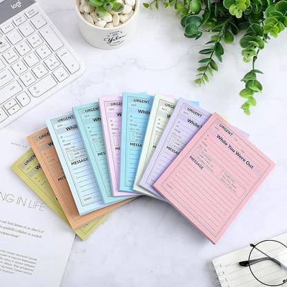 Eaasty 9 Pieces While You were Out Pads 4 x 5 Inches Assorted Colors Sticky Notes Adhesive Message Pads Urgent Notes for Work Call, Office Supplies, 40 Sheets/Pad (Light Colors)