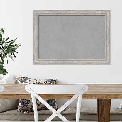 Amanti Art Silver Framed Magnetic Board 19x27 Medium Vision Board for use with Magnets, 100% Metal Sheet to Display Items as Office Decor or for Home Organization in mudroom, Kitchen or Kids Room