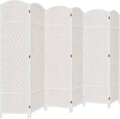 DURASPACE 6 Panel Room Divider, 6ft Tall Folding Privacy Screen, 360°Rotation, Hand-Woven Freestanding Wood Partition for Room Separation