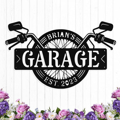 Custom Motorcycle Wheel Metal Signs Personalized Biker Name Sign Custom Garage Decor Motorbikes Wall Art Decor Motorcycle Sign Men Room Decorate Gifts for Men Husband Rider
