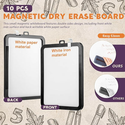 Outus 10 Pcs Dry Erase Mini White Boards Bulk 8.5 x 11'' Small Magnetic Whiteboard Double Sided Colored Writing Boards for Kids Students Locker Fridge(Black)