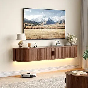 63" Floating TV Stand, Wall Mounted Entertainment Center Walnut