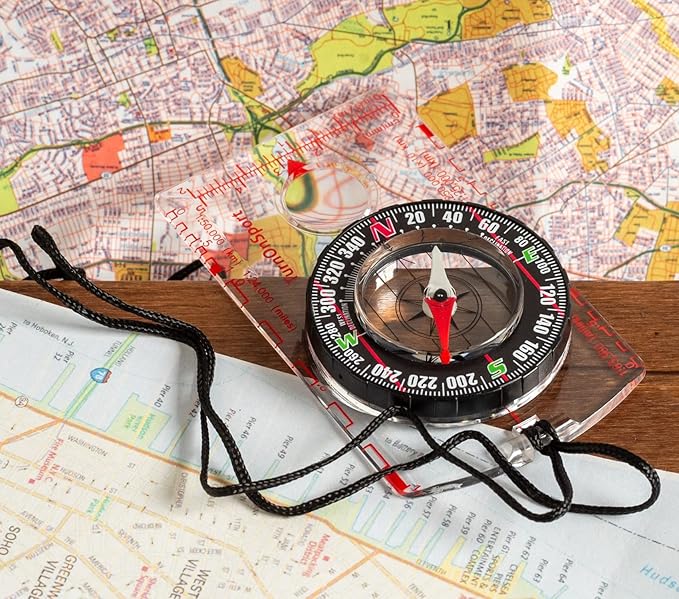 TurnOnSport Orienteering Compass - Advanced Scout Compass for Hiking, Camping, and Backpacking - Best Survival Gifts for Kids