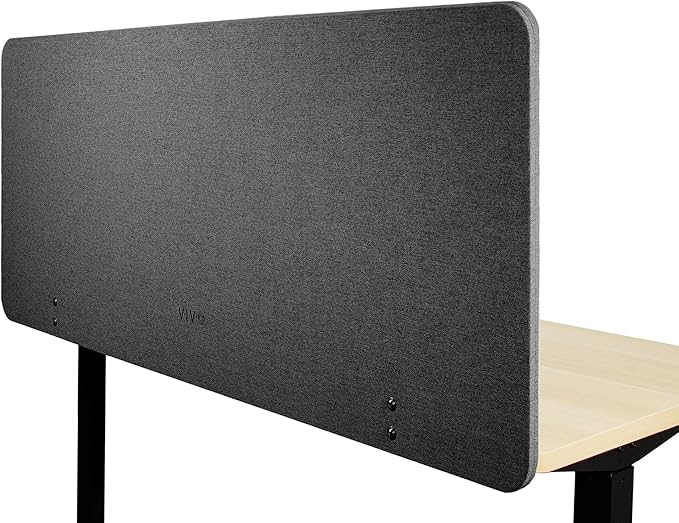 VIVO Clamp-on/Screw-on 60 x 24 inch Privacy Panel, Sound Absorbing Cubicle Desk Divider, Acoustic Partition, Dark Gray, PP-1-V060D