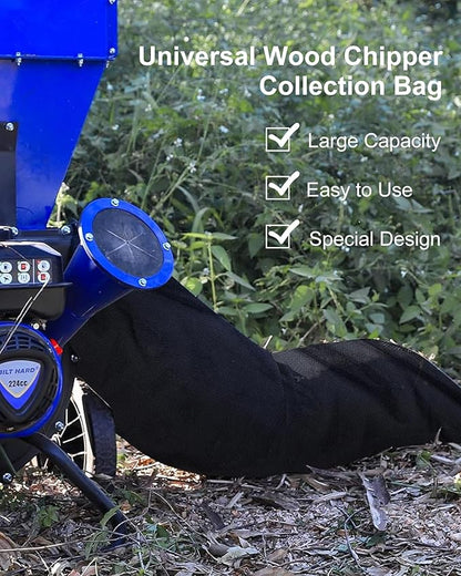 WAUGODD Wood Chipper Shredder Bag - Extra Large 24" x 60" Leaf Mulcher Shredder Collection Bag for Troy Bilt Wood Slicer Splitter Chipper Lawn Machine Universal Parts