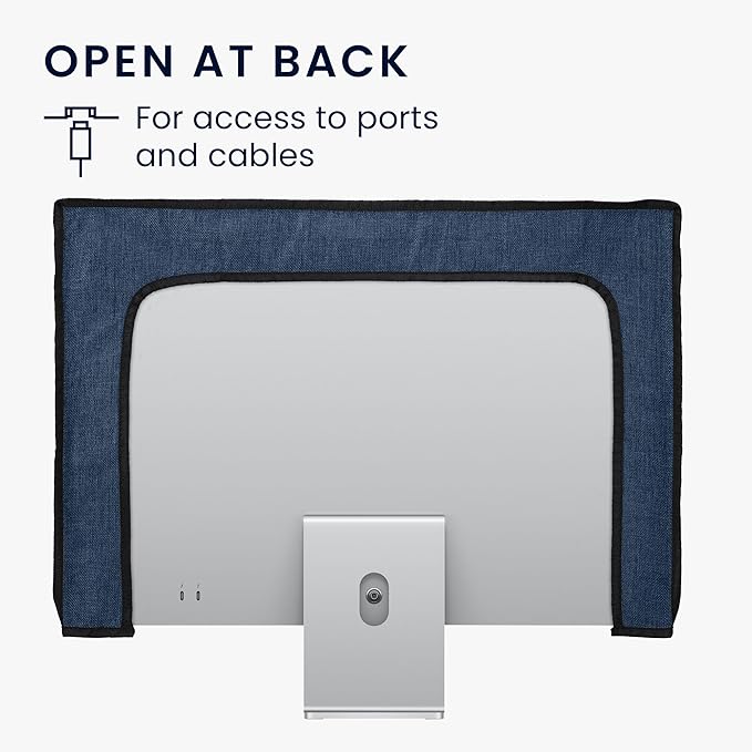 kwmobile Dust Cover for 31-32" Monitor - Linen Monitor Display Protector - Protect Your Computer Screen - Blue Grey