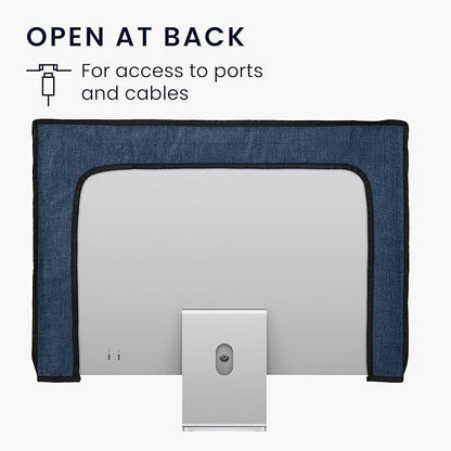 kwmobile Dust Cover for 31-32" Monitor - Linen Monitor Display Protector - Protect Your Computer Screen - Blue Grey