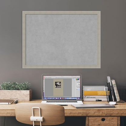 Amanti Art Grey Framed Magnetic Board 22x30 Medium Vision Board for use with Magnets, 100% Metal Sheet to Display Items as Office Decor or for Home Organization in mudroom, Kitchen or Kids Room