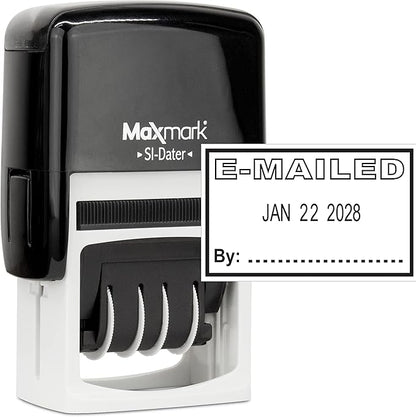 MaxMark Office Self Inking Date Stamp with Phrase E-Mailed - Black Ink