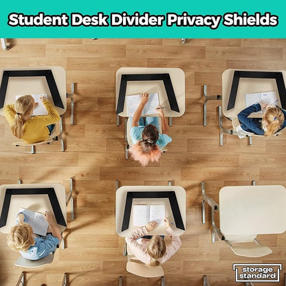 22-Pack Desk Dividers for Students - Durable & Waterproof Plastic Study Carrel Divider, Classroom Folders Teacher Supplies, Easy-to-Clean Plastic Privacy Shield Folder Boards for Student Desks, Black