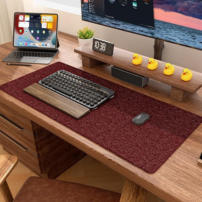 Auhoahsil Felt Desk Mat, Minimalist Large Mouse Pad XXL 35.5 x 15.7 in, Desk Matt for Desktop, Keyboard, Laptop, Computer, Office, Work from Home, Gaming, Red