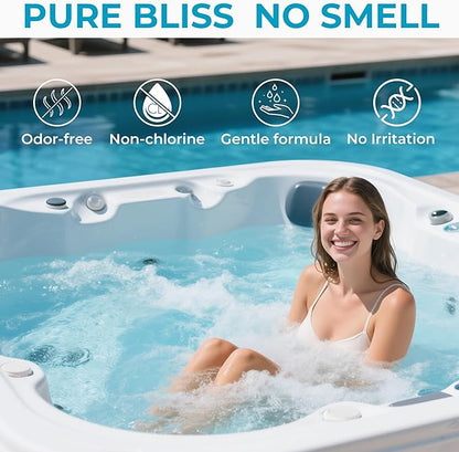Non-Chlorine Spa Shock for Hot Tub -2.2 lbs×8 Packs, Chlorine-Free Shock Oxidizer Treatment for Hot Tubs, Spas and Swimming Pools, Fast Acting Oxidizing Shock for Crystal Clear Water, 17.6 lbs