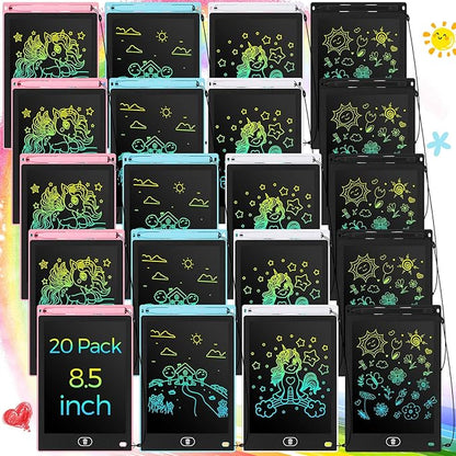 Zhehao 20 Pack LCD Writing Tablet for Kids: 8.5 Inch Colorful Drawing Doodle Boards - Reusable Erasable Doodle Board Educational Learning Toys Gifts for Toddlers Ages 3-8 Party Favors(Pastel,Cute)