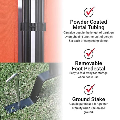 Proman Products - Galaxy Section Divider, Water Repellent Fabric Room Divider with Black Powder Coated Metal Frame for Indoors or Outdoors (Orange)