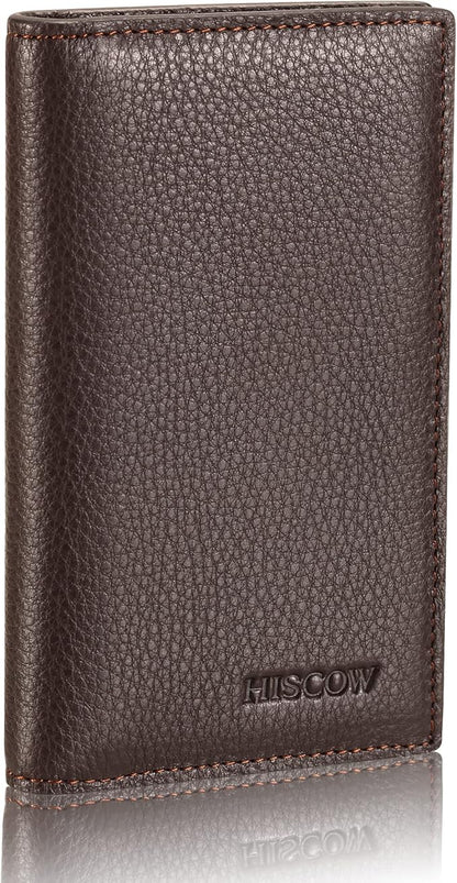 Slim Leather Credit Card Holder for Men & Women 8cc, Italian Calfskin (Pebbled Coffee)