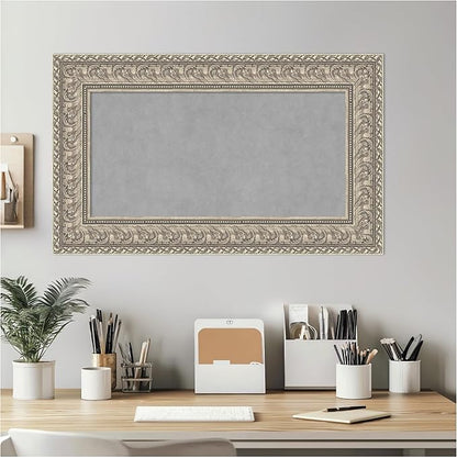 Amanti Art Silver Framed Magnetic Board 19x31 Small Vision Board for use with Magnets, 100% Metal Sheet to Display Items as Office Decor or for Home Organization in mudroom, Kitchen or Kids Room