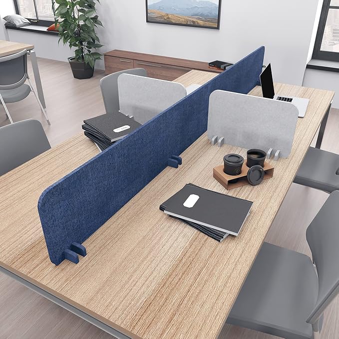 Escape 12" Freestanding Desk Divider | Eco-Friendly Acoustic Privacy Screen | Noise Reducing Desk Partition | 71" Wide | Sesame Black