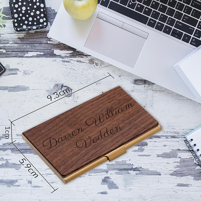 Taikuri Custom Business Card Holder Personalized Engraved Wooden Business Card Case Holder Customized Your Text/Logo for Women/Men as Business/Unique Gift