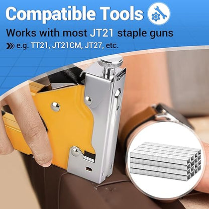 meite JT21 Staples, 3/8 Inch Galvanized Fine Wire Staples for Staple Gun - 1,600 Counts, 7/16" Crown JT21 Staple Refill, Ideal for Upholstery, Crafts, Furniture