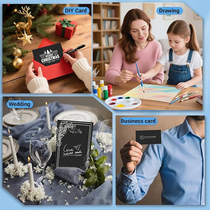 Cardstock Paper, Black Cardstock 8.5x11, 120 Sheets Card Stock, 200GSM Thick Printer Paper 8.5x11, Black Blank Card Stock Paper for Greeting Cards, DIY Cards, Wedding Invitation, Postcards