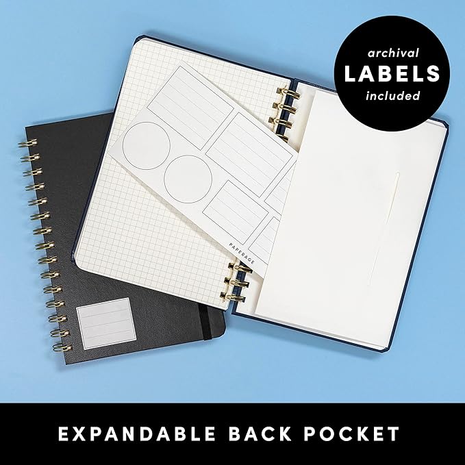 PAPERAGE Graph Paper Spiral Notebook & Journal, (Blush), 160 Pages, Medium 5.5 inches x 8 inches - 100 GSM Thick Graphing Paper, Hardcover, Double-Wire Grid Spiral Notebook
