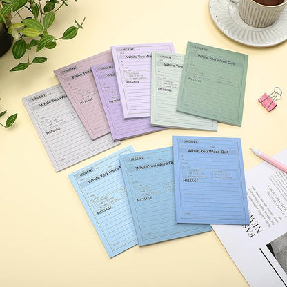 Eaasty 9 Pieces While You were Out Pads 4 x 5 Inches Assorted Colors Sticky Notes Adhesive Message Pads Urgent Notes for Work Call, Office Supplies, 40 Sheets/Pad (Pastel Colors)