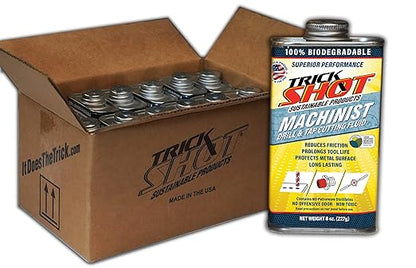 Premium USA-Made Cutting Oil & Fluid | 12 Unit Case - 8 oz. Metal Can | Non-Toxic, Eco-Friendly, NSF H1 & USDA Certified | Ideal for Metal Cutting, Tooling, and Machinist Applications by Trick Shot®