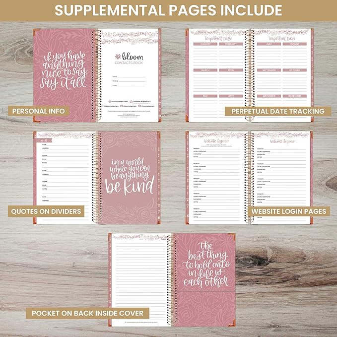 bloom daily planners Hardcover Contacts Address Password Book - Alphabetical Organizer with Tabs - 6” x 8.25" - Daydream Believer
